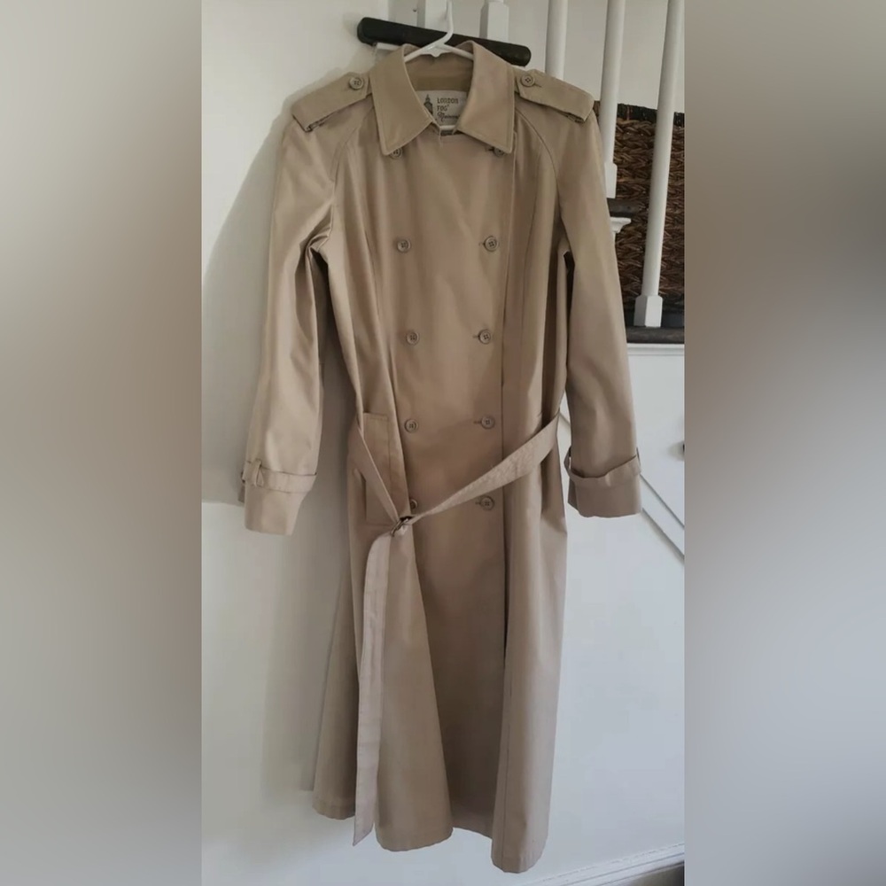 LONDON FOG WOMEN'S MAINCOATS RAIN COAT TRENCH BEIGE TAN FULL LENGTH LONG 12 REG